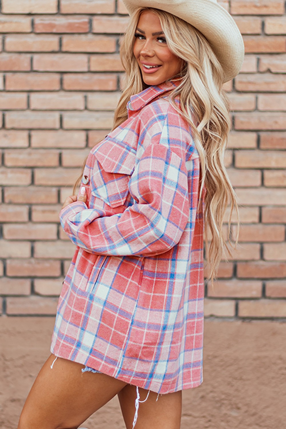 Plaid Button Up Long Sleeve Shacket - NJPH Best Selling 