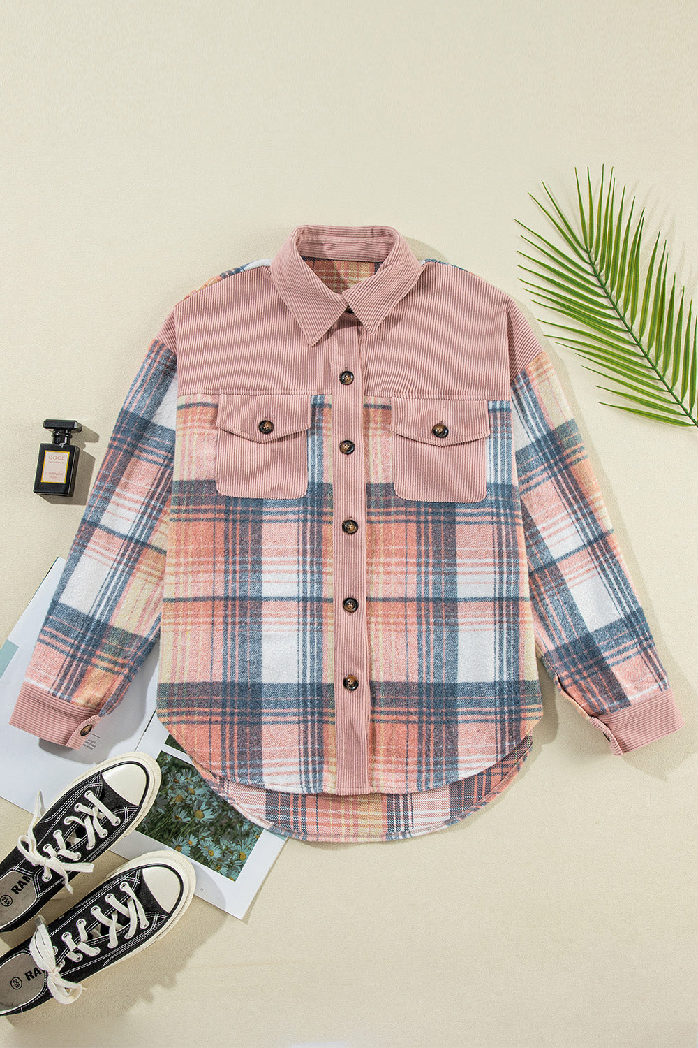 Plaid Button Up Long Sleeve Shacket - NJPH Best Selling 