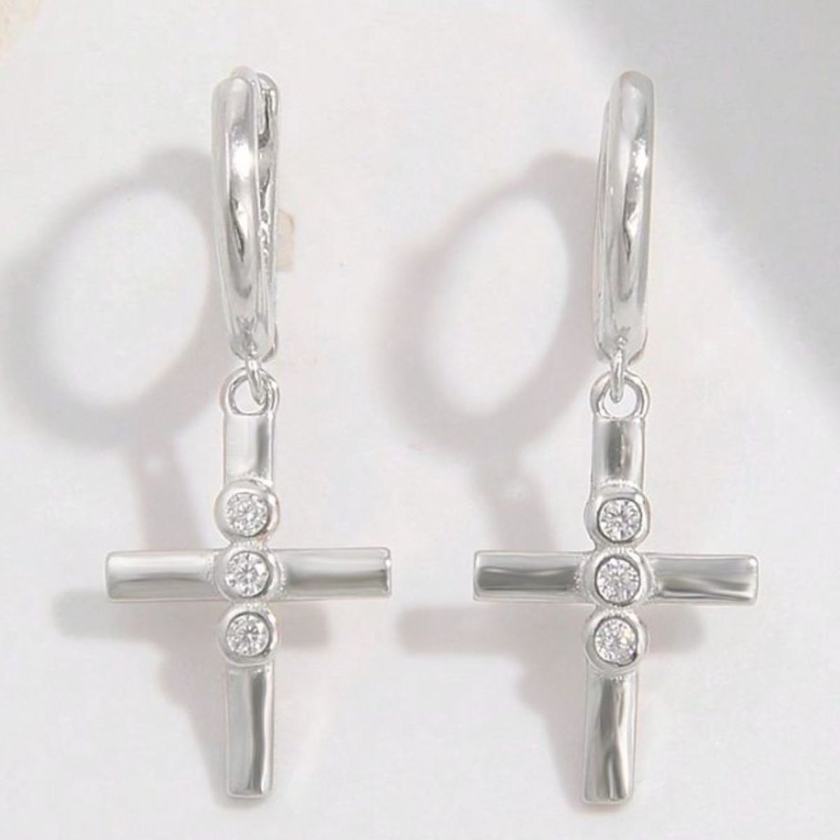 925 Sterling Silver Zircon Cross Earrings - NJPH Best Selling 