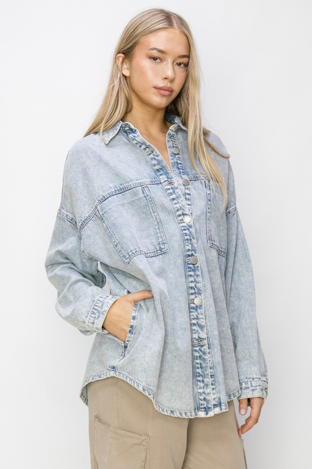 RISEN Button Up Long Sleeve Shacket - NJPH Best Selling 