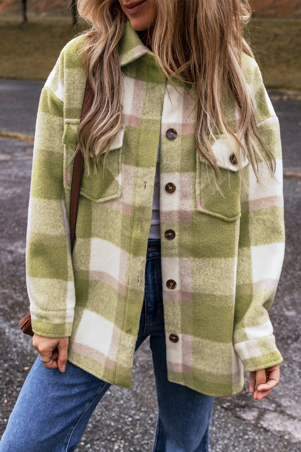 Plaid Button Up Long Sleeve Jacket - NJPH Best Selling 