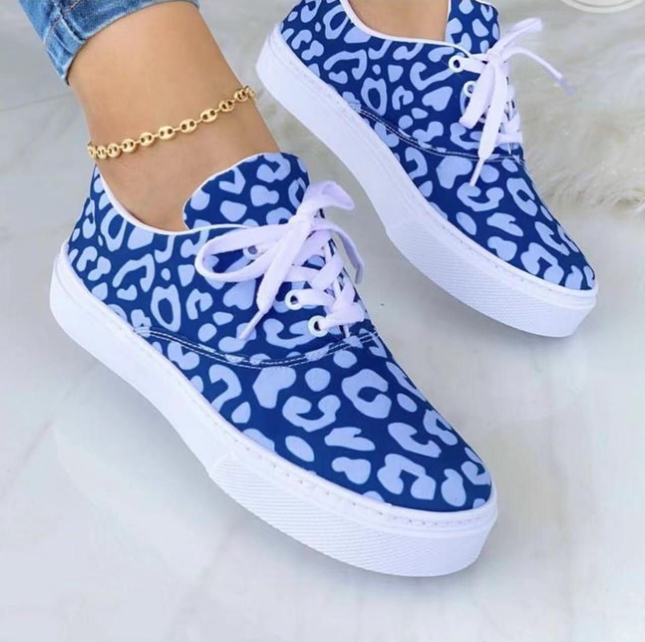 Lace-up Flats Shoes Print Canvas Fashion Walking Sneakers Women - NJPH Best Selling 