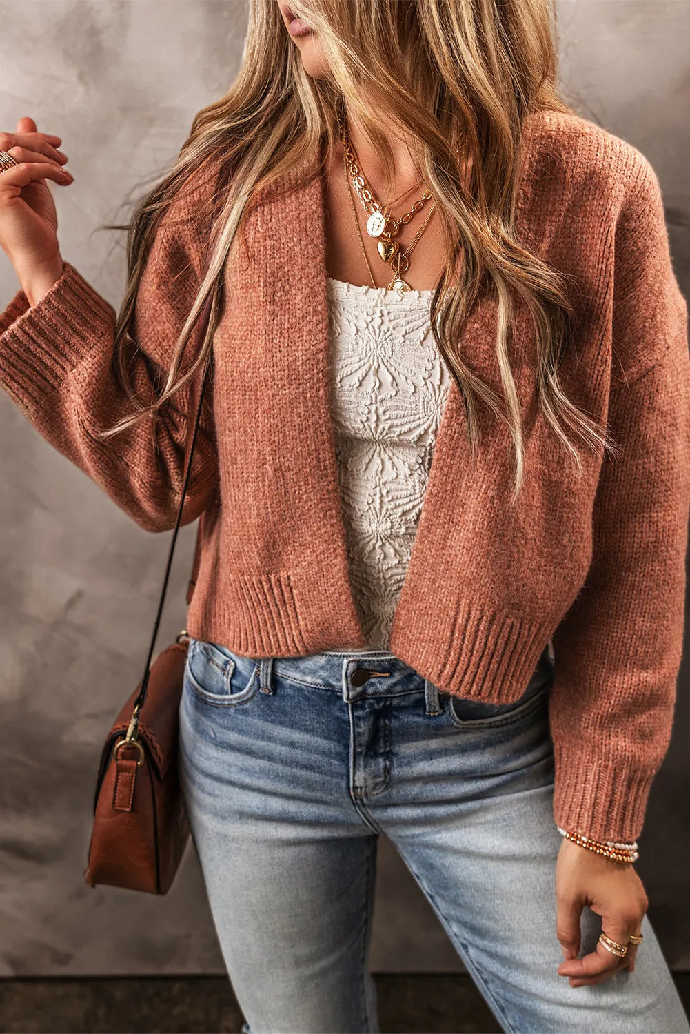 Open Front Dropped Shoulder Cardigan - NJPH Best Selling 