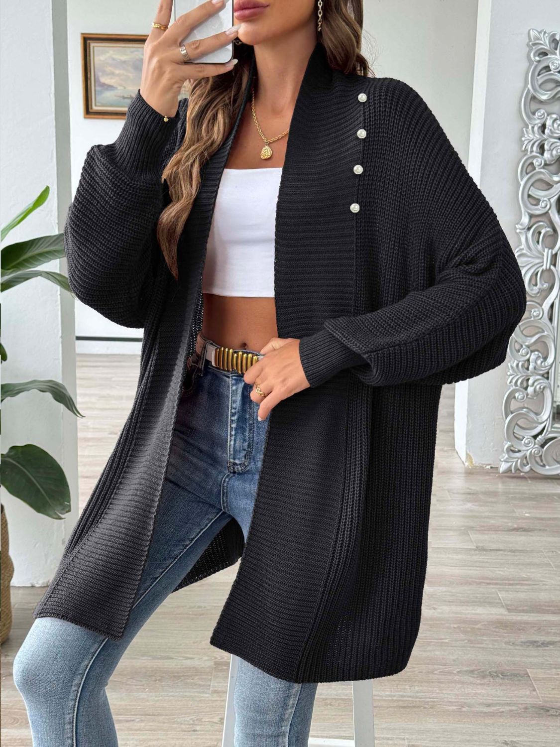 Open Front Long Sleeve Cardigan - NJPH Best Selling 