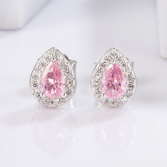 925 Sterling Silver Rhinestone Zircon Teardrop Shape Earrings - NJPH Best Selling 