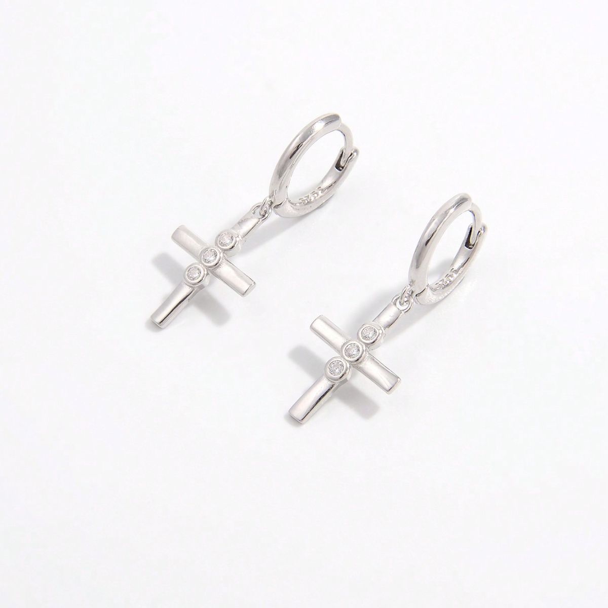 925 Sterling Silver Zircon Cross Earrings - NJPH Best Selling 