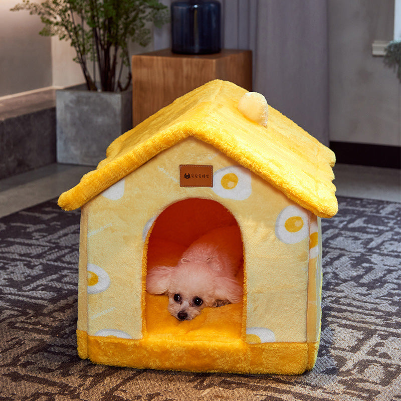 Foldable Dog House Pet Cat Bed Winter Dog Villa Sleep Kennel Removable Nest Warm Enclosed Cave Sofa Pets Supplies - NJPH Best Selling 