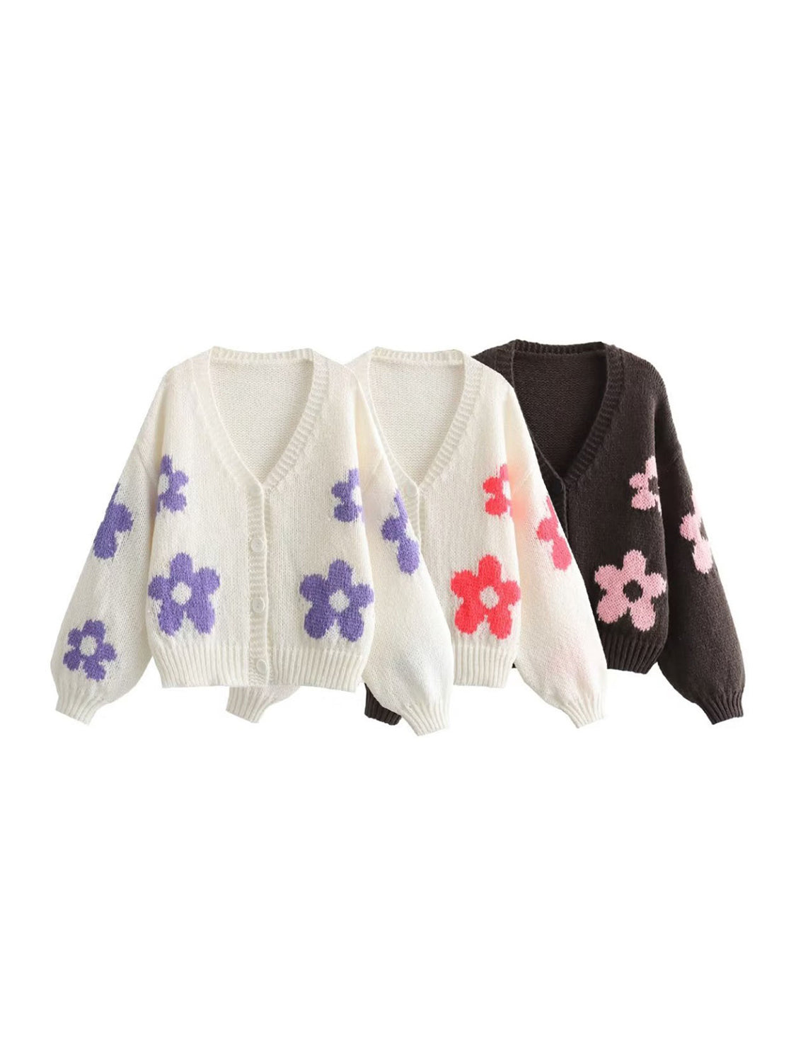 Floral Button Up V-Neck Cardigan - NJPH Best Selling 