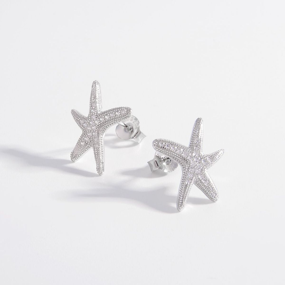 925 Sterling Silver Inlaid Zircon Starfish Earrings - NJPH Best Selling 