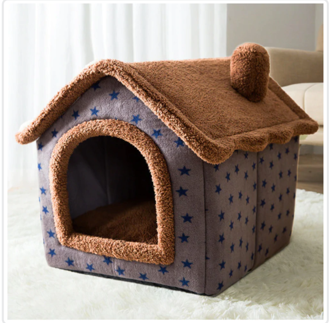 Foldable Dog House Pet Cat Bed Winter Dog Villa Sleep Kennel Removable Nest Warm Enclosed Cave Sofa Pets Supplies - NJPH Best Selling 