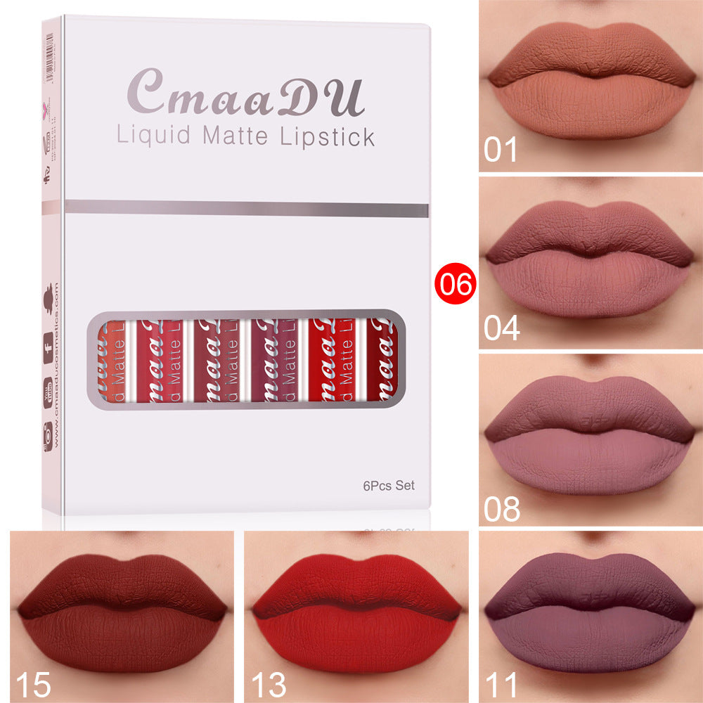 6 Boxes Of Matte Non-stick Cup Waterproof Lipstick Long Lasting Lip Gloss - NJPH Best Selling 