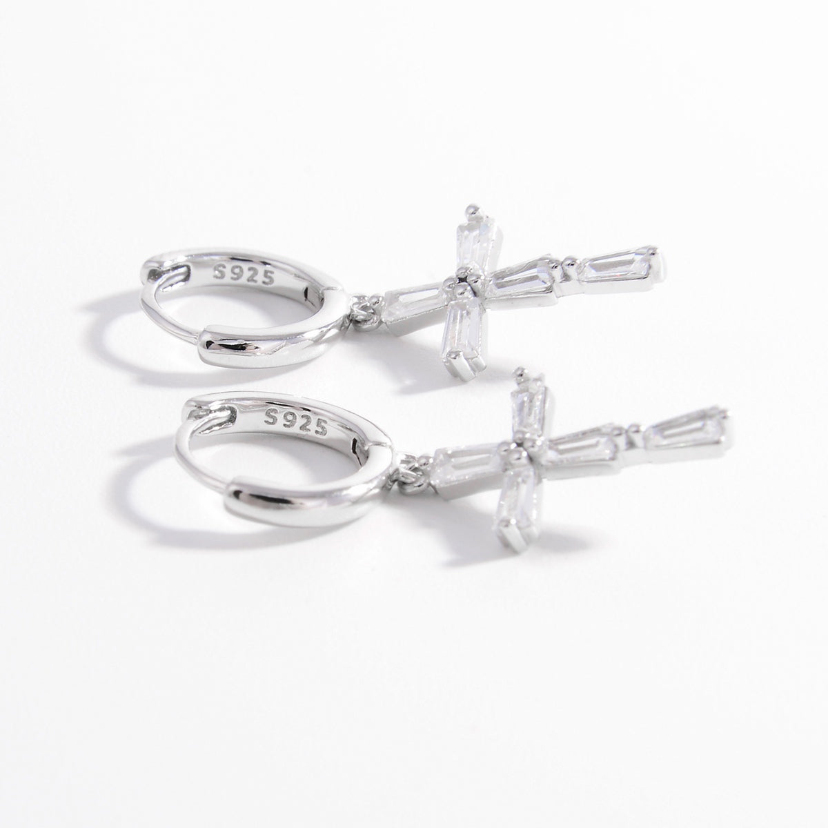 925 Sterling Silver Zircon Cross Earrings - NJPH Best Selling 