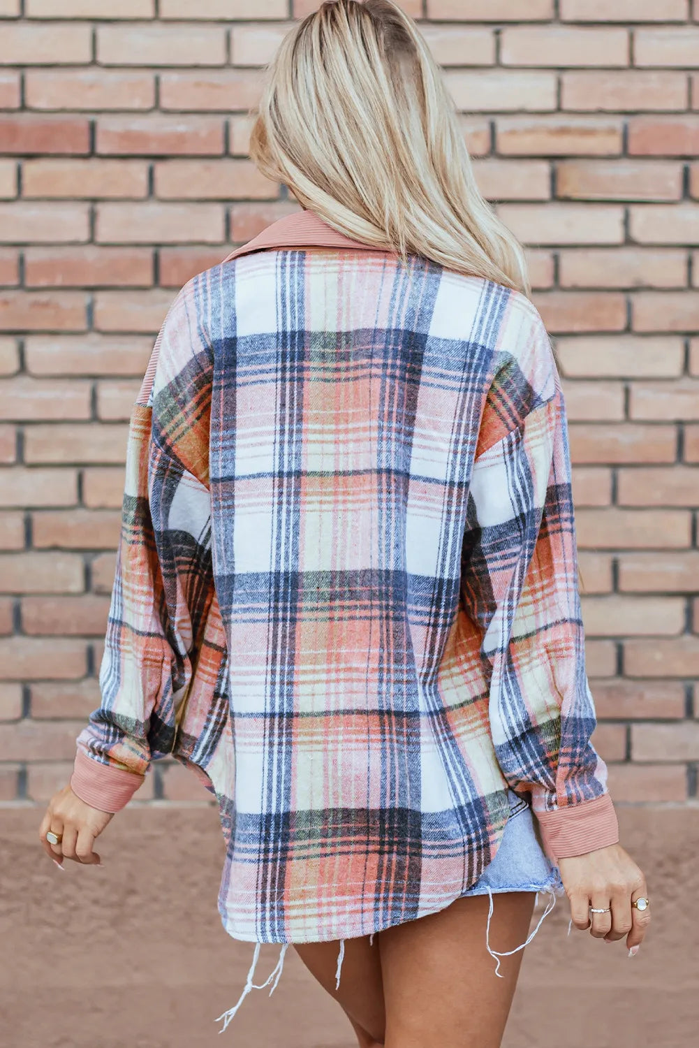 Plaid Button Up Long Sleeve Shacket - NJPH Best Selling 