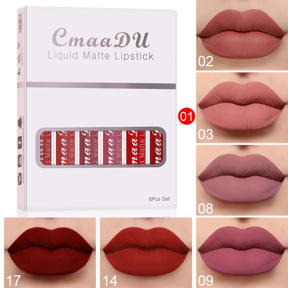 6 Boxes Of Matte Non-stick Cup Waterproof Lipstick Long Lasting Lip Gloss - NJPH Best Selling 