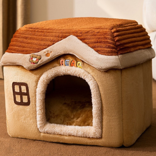 Foldable Dog House Pet Cat Bed Winter Dog Villa Sleep Kennel Removable Nest Warm Enclosed Cave Sofa Pets Supplies - NJPH Best Selling 