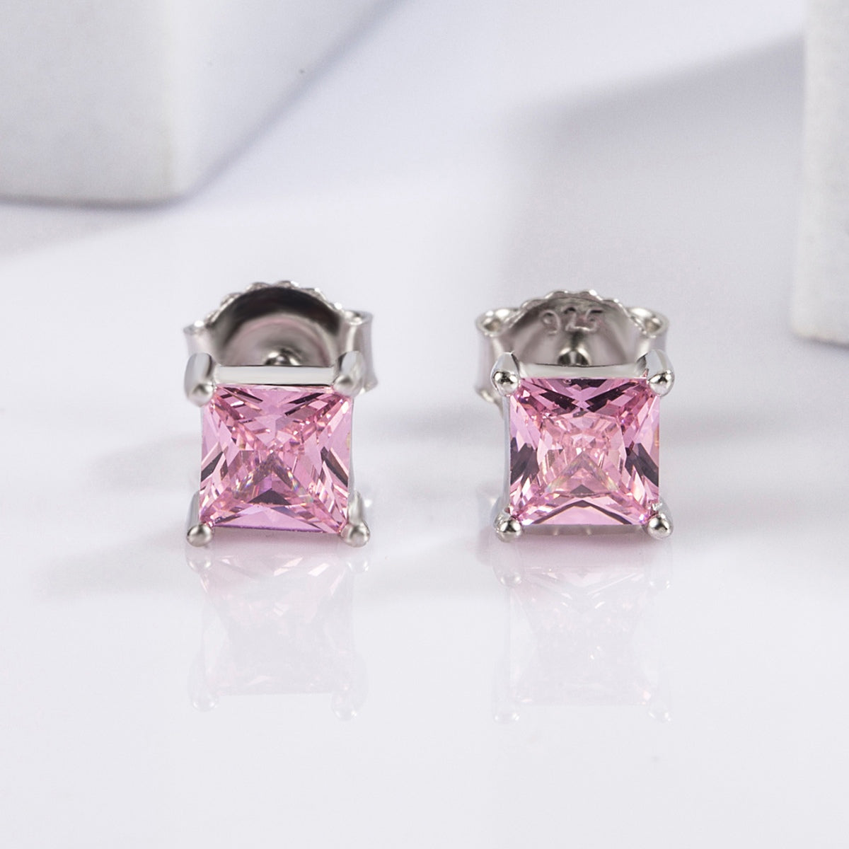 925 Sterling Silver Square Zircon Earrings - NJPH Best Selling 