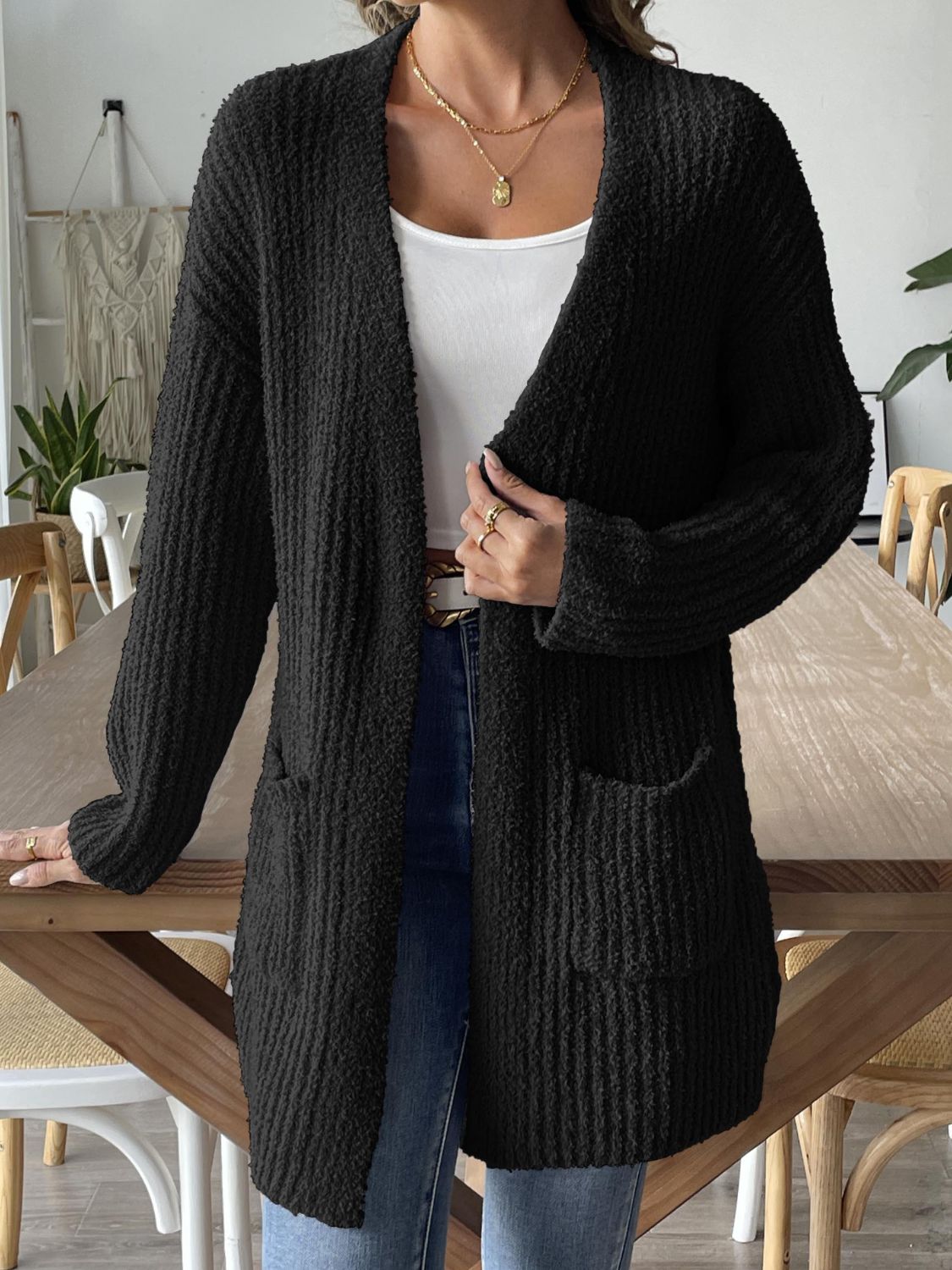 Open Front Long Sleeve Cardigan - NJPH Best Selling 