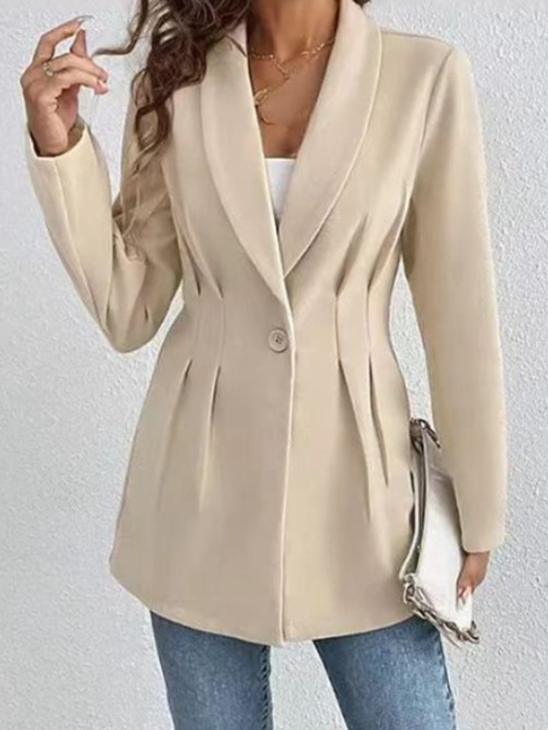 One Button Long Sleeve Blazer - NJPH Best Selling 