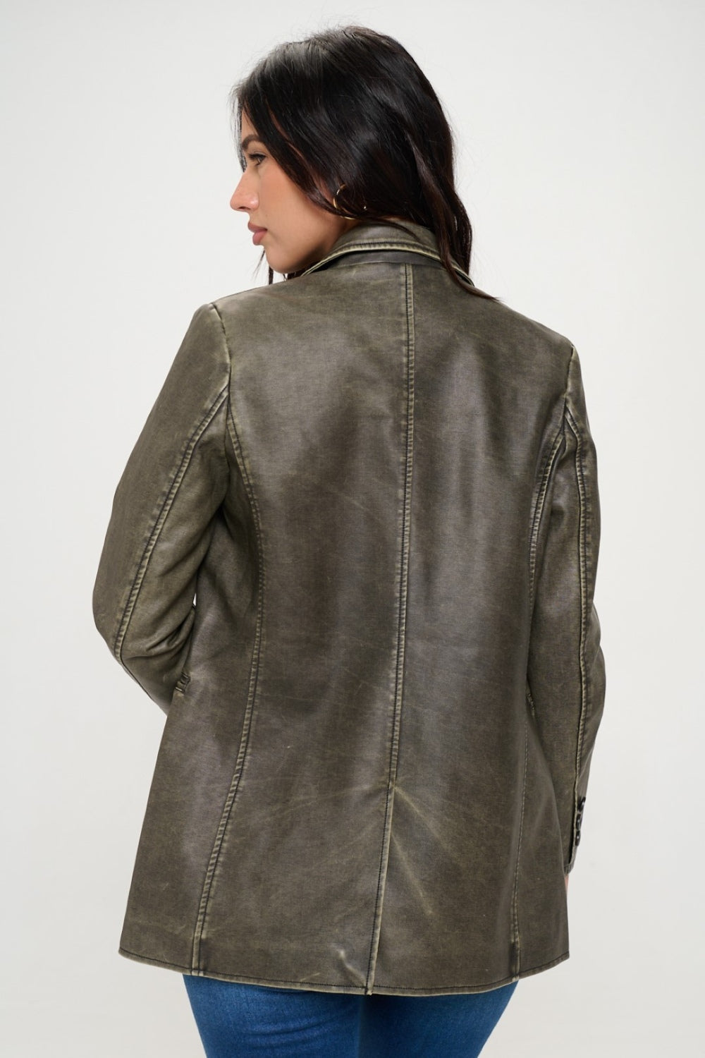 Coalition LA Single-Breasted Vegan Leather Blazer - NJPH Best Selling 