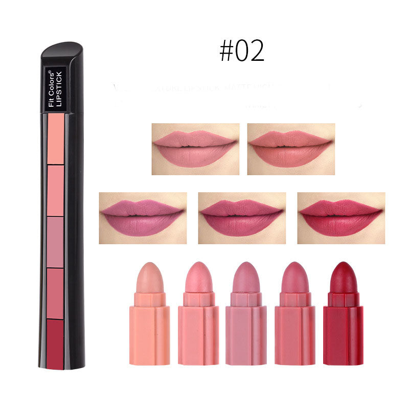 Matte 5-color Lipstick Set Velvet Lip Stick Non-stick Lip Gloss Long Lasting Waterproof Sexy Red Lipstick - NJPH Best Selling 