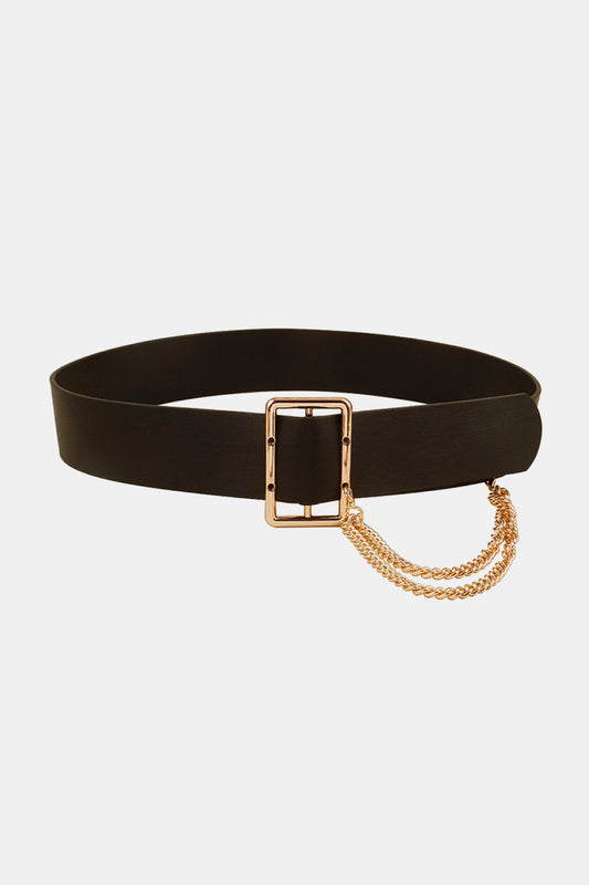 PU Leather Wide Belt with Chain - NJPH Best Selling 