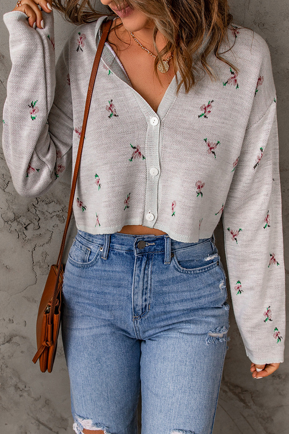 Floral Button Down Cropped Cardigan - NJPH Best Selling 