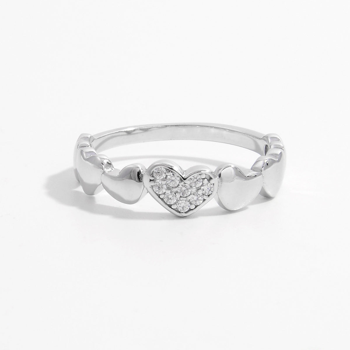 925 Sterling Silver Inlaid Zircon Heart Ring - NJPH Best Selling 