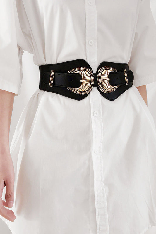 Shell Double Buckle Elastic Wide Belt - NJPH Best Selling 