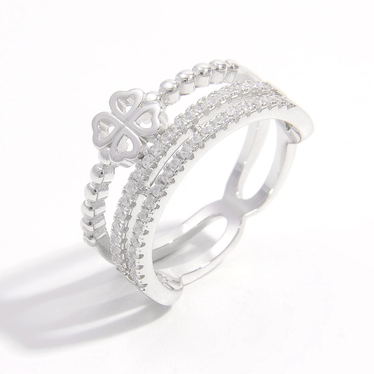 925 Sterling Silver Zircon Lucky Clover Ring - NJPH Best Selling 